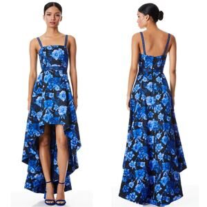 ALICE + OLIVIA Florence Dream Floral Royalty High Low Maxi Gown Size 8